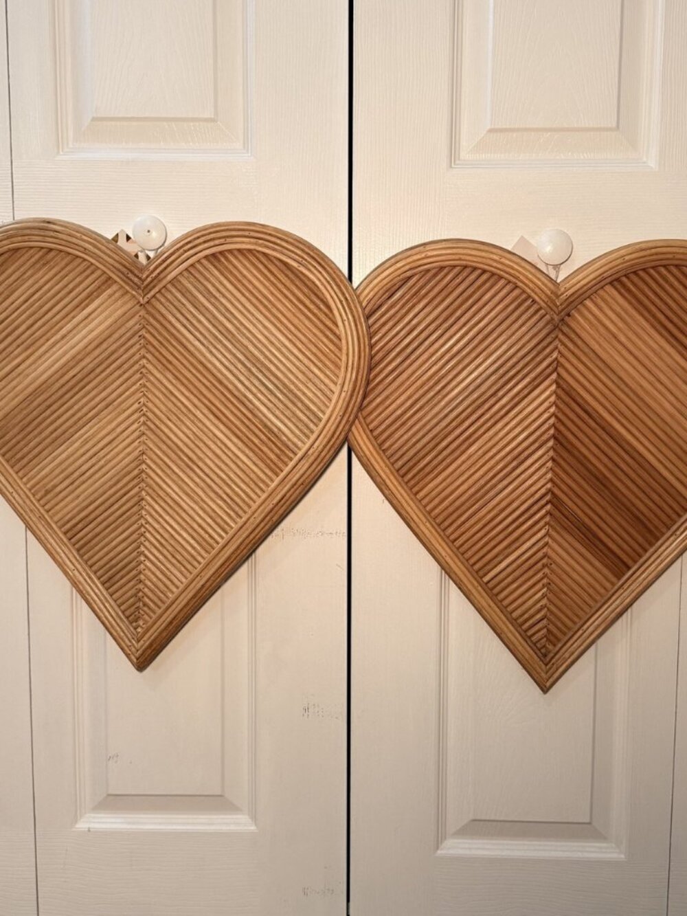 Rattan Bamboo Heart Wall Decor Set of 2 NWT